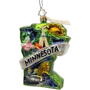 Christopher Radko Minnesota Land of 10,000 Lakes Christmas Tree Ornament 3010670